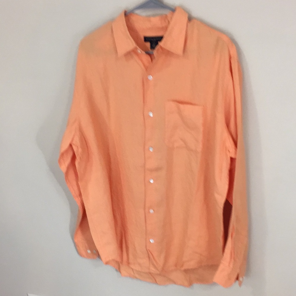 Banana Republic Orange Linen  Button up Shirt Size Large